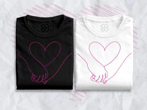 Heart with hand in hand couple T-shirts